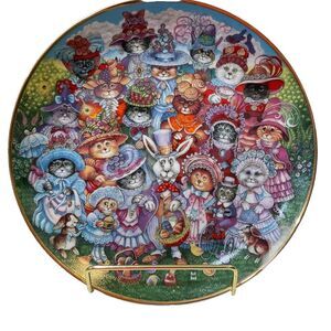 Franklin Mint Heirloom Cats Easter Purrade Bill Bell Collectors Plate W/COA 8"